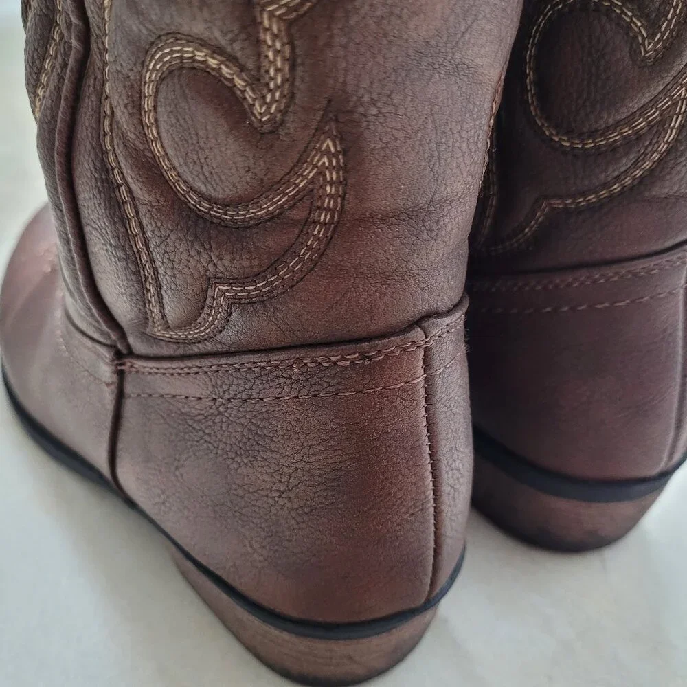 Cat & Jack Cowboy Cowgirl Boots Brown Western Embroidered Girls 4 Boho Festival